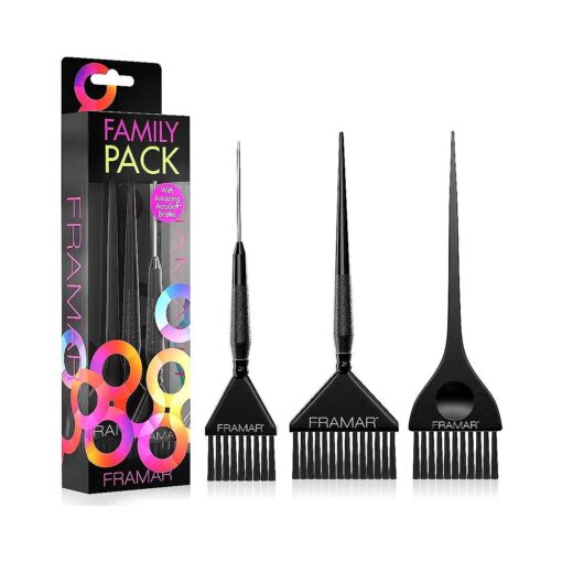 Framar Family Hair Color Brush Set - Hair Dye Brush Kit, Hair Coloring Brush, Hair Dying Brush to Apply Hair Color, Hair Color Brushes Bulk, Hair Tint Brush, Tint Brushes For Hair Color - 3 Pack