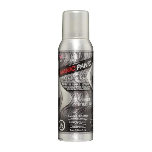 Silver Stiletto Hair Color Spray - Amplified Temporary Spray-On Instant Hair Color, Washes Out Easily - Icy Silver Shade with Lavender Tint - Vegan Hair Color For Adults & Kids ( 3.4oz )