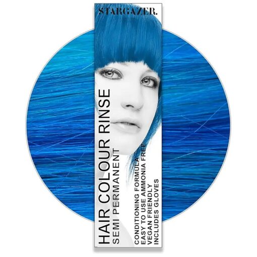 StarGazer Semi Permanent Hair Color - CORAL BLUE - Amonia Free Hair Dye Includes Gloves