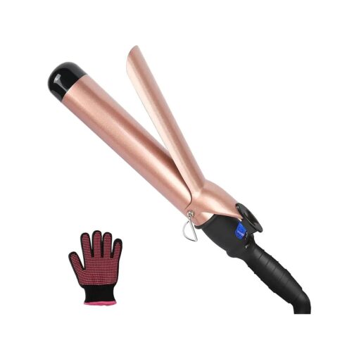 Large Barrel Curling Iron 1 1/2 inch Curling Iron, Hair Curling Wand Ceramic Curling Iron Travel Curling Irons with Glove, LCD Digital Temp Control Beach Waver Curling Iron Big Curling Iron for Women