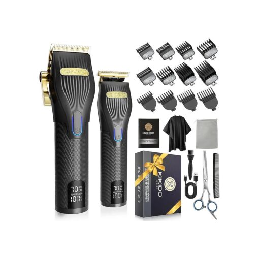 Hair Clippers for Men + T-Blade Trimmer Kit, Rechargeable Barber Trimmer with LCD Display & Guide Combs for Hair Cutting, Cordless Hair Clipper, Professional Clippers Set for Home Use