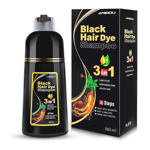 Hair Dye Shampoo 3 in 1 for Gray Hair, Herbal Ingredients Shampoo Black Hair Dye for Women Men, Grey Coverage Shampoo 500ml ( Black )