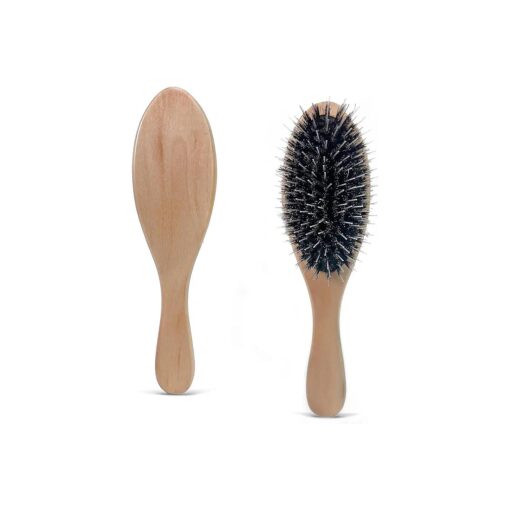 Hair Brush - Extension Brush - Gentle detangling for shiny hair - Ideal for long lasting beauty and care of hair extensions, wooden pneumatic bristle brush - 22.5cm