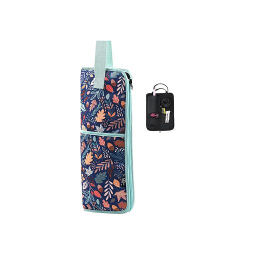 Hair Flat Iron Case Holder Canvas Bag Heat Resistant Curling Iron Straightener Holder Bag for Hair Tools Curling Iron Organizer Bag ( Floral print-Fabric bag )