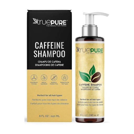 Caffeine Shampoo Treatment For Healthy Hair Growth and Hair Loss Prevention, Unisex Dht Blocking Formula For Normal To Thin Looking Hair, No Sulfates, 8oz, By TruePure