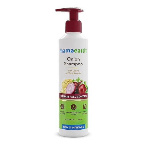 Mamaearth Onion Shampoo for Hair Growth & Loss Control | Moisturizing Gentle Scalp Cleanser with Plant Keratin | Sulfate & Paraben Free | 8.45 Fl Oz ( 250ml )