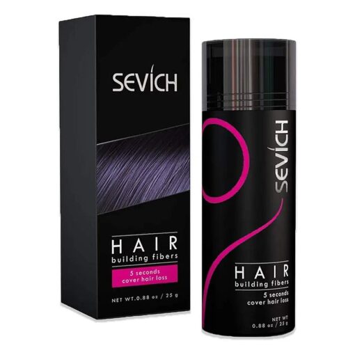 SEVICH Unisex Hair Fibers - 5 Seconds Conceals Loss Hair Rebuilding, Nature Keratin Fibers for Thinning Hair, 25g - Black