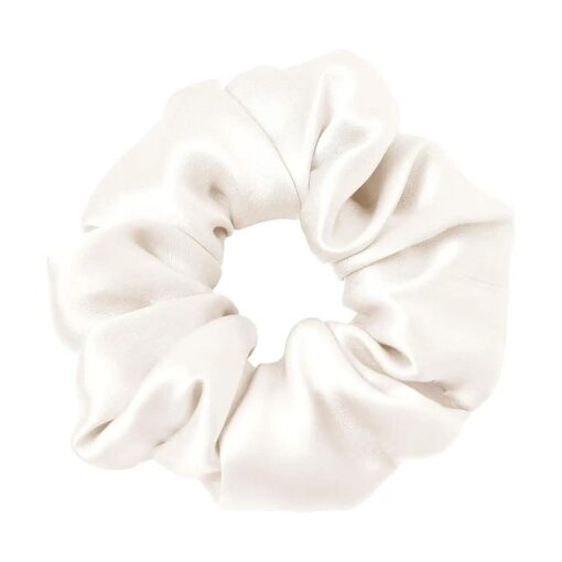 LILYSILK Silk Hair Scrunchies for Frizz & Breakage Prevention, 100 % Mulberry Silk Hair Ties No Damage, Elastic Silk ponytail Holders, 1Pc, Ivory