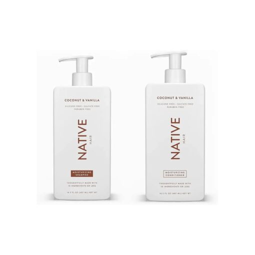 Native Shampoo and Conditioner Set | Sulfate Free, Paraben Free, Dye Free, with Naturally Derived Clean Ingredients| 16.5 oz ( Coconut & Vanilla, Moisturizing ), 2, 1.3 ounces