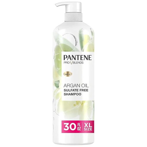 Pantene Sulfate Free Argan Oil Shampoo for Dry Damaged hair, Safe for Color Treated Hair, Smoothing and Moisturizing, Nutrient Infused with Vitamin B5, Anti Frizz, Pro-V Blends, 30.0 oz