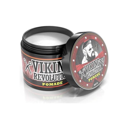 Viking Revolution Hair Pomade for Men ( New Formula ) - Medium Hold and Matte Shine Free for Classic Look 4oz - Water Based & Easy to Wash Out