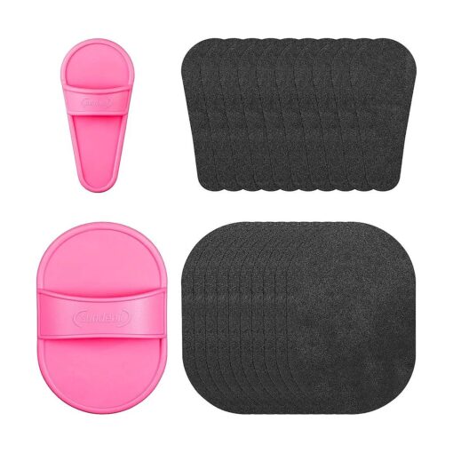 202 Pieces Hair Removal Pad Sets Smooth Away Hair Removal Kit, 2 Sizes Smooth Legs Skin Pad and 200 Pieces Exfoliation Fine Sandpaper Lip Facial Hair Removal Pad for Women Girls Skin Care