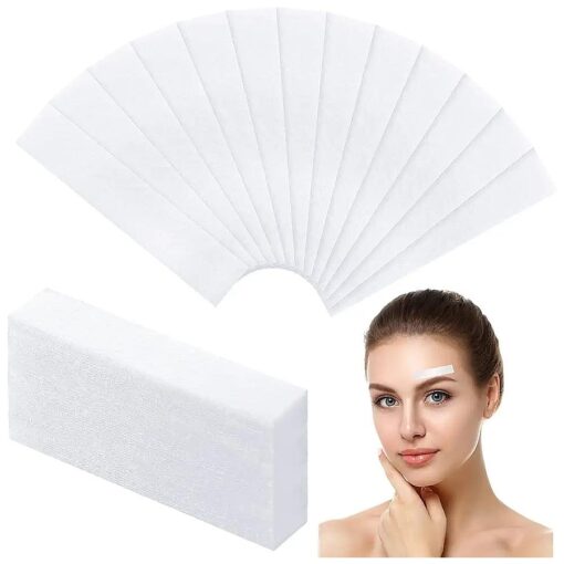 Maitys 400 Pieces Eyebrows Wax Strips Eyebrow Hair Removal Wax Paper Facial Waxing Strips for Women Girls Men Lip Eyebrow Body Face ( White, 0.39 x 1.97 Inch )