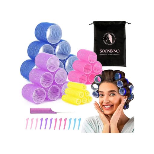 Hair Rollers Set 38 Pcs, Self Grip Hair Curlers, Salon Hair Dressing Curlers With 4 Sizes, Hair Curlers For Long Hair Rollers For Medium Hair With Storage Bag Duckbill Clips