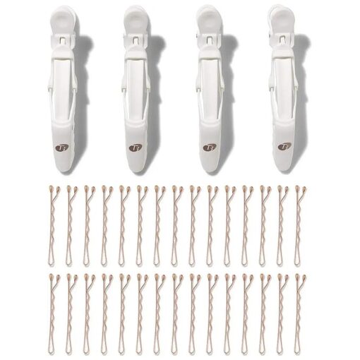 T3 Clip Kit with 4 Alligator Clips and 30 Rose Gold Bobby Pins | Section Hair for Easier Blow Drying and Styling for All Hair Lenths