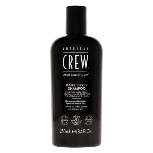 American Crew Men 's Shampoo, Daily Silver Shampoo, Naturally Derived, Vegan Formula, 8.4 Fl Oz