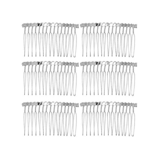 10 Pieces Hair Comb Clip Metal Wire Hair Combs Wedding Veil Combs ( 15 Teeth, Silver )