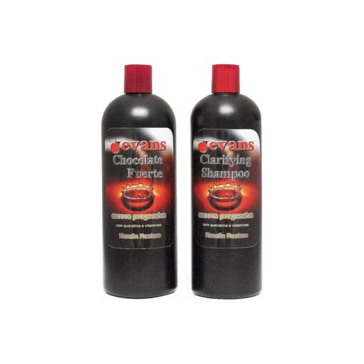 evans COMBO PACK Brazilian Keratin Hair Smoothing Treatment Blowout Straightening System - Strong 32 fl oz + Clarifying Shampoo 32 fl oz