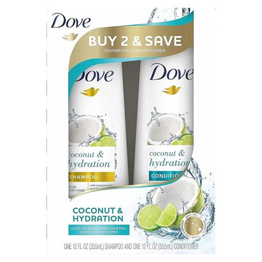 Dove Nourishing Secrets Shampoo and Conditioner for Dry Hair Coconut & Hydration for Everyday Use, 12 Fl Oz ( Pack of 2 )