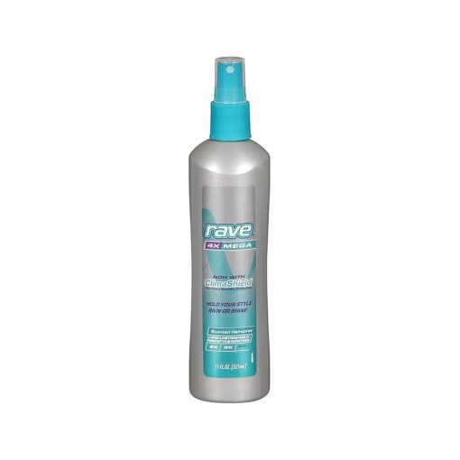 Scented Non-Aerosol Hairspray by Rave - 4X Mega Hair Spray for Heat Protection, Volume and Shine - ClimaShield for Extra Humidity and Long-Lasting Firm Hold - Minimizes Frizz and Static