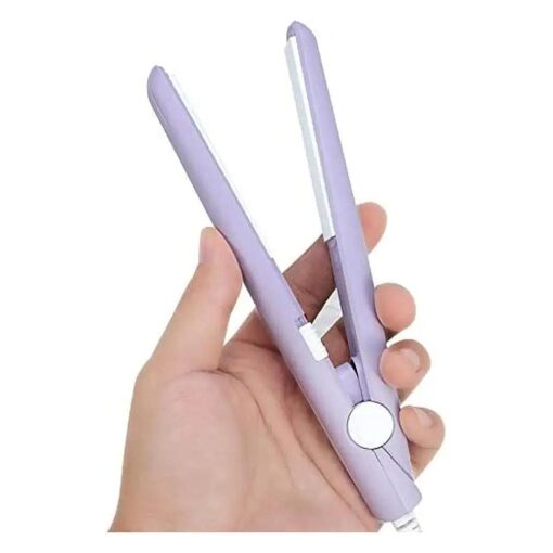 Flat Iron Mini Hair Straightener and Curler 2 in 1 for Ceramic Tourmaline Plate Beauty Heating Salon ( US Plug Purple )