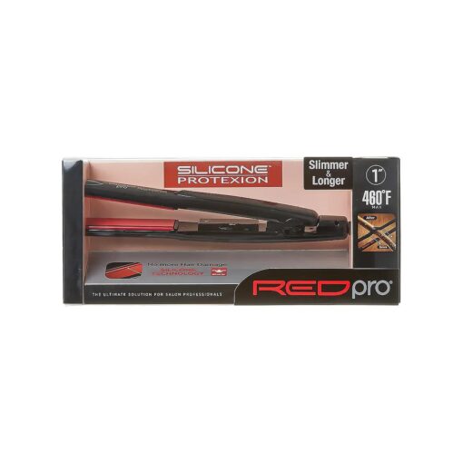 Red Pro Hair Straightener Silicone Protexion Flat Iron 1 Inch, Adjustable Temperature Setting, Ultra Thin, Lightweight, Suitable for All Hair Types