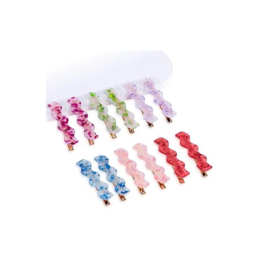 Acrylic Resin Alligator Hair Barettes For Women Thick Thin Hair Cute Hair Pins For Women Hair Accessories Fashion Pretty Decorative Small Hair Clips, Red Blue12 PCS