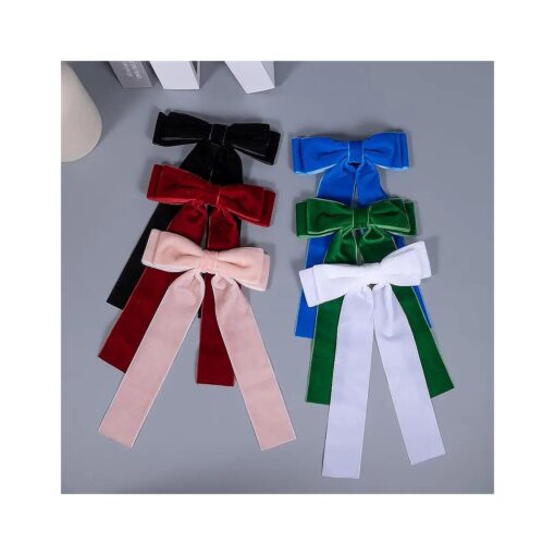 6 Colors Velvet Hair Ties, Bow Hair Clips for Women, Back to School Gifts Headdress Decor, Hair Band Set, Baby Teen Girl Stuff Hair Styling Accessories