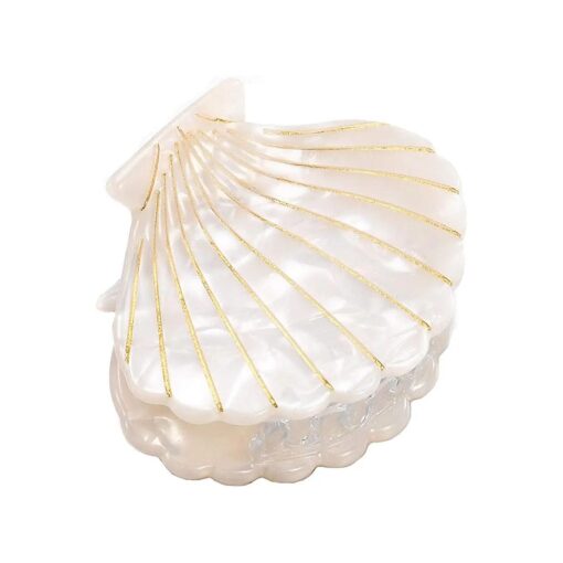 Shell Jaw Clip Hair Claw Clip Clamps Resin Hair Clips Marble Pattern Hairpins Hair Accessories for women Styling Hairdressing ( White )