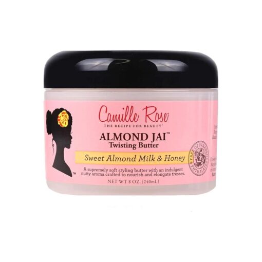 Camille Rose Almond Jai Twisting Hair Styling Butter, with Aloe and Honey, to Soften Smooth and Moisturize, for All Hair Types, 8 oz