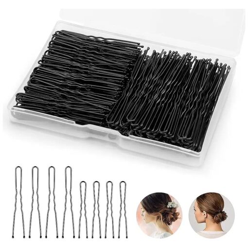 220pcs U Shaped Hair Pins, BEIAKE Hairpins for Buns, Black Bobby Pins for Kids Girls Women and Hairdressing Salon, Hair Accessories for All Hair Types ( 2IN & 2.4IN )