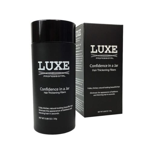 LUXE Hair Thickening Fibers for Unisex, CONFIDENCE IN A JAR, 2 Months+ Supply, Hypoallergenic, Dermatologist Tested, Multiple Colors Available ( Black )