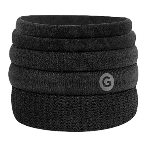 Gim me Beauty - Black Hair Ties in 5 Sizes - Bands Fitting Kit - Soft Hair Ties for Thick Hair & Black Pony Tail Holders for Thin Hair - No Damage Hair Ties for All Hair Types, Find Your Fit ( 5 Count )