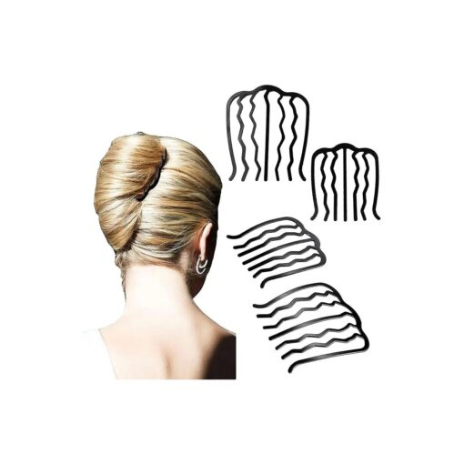 4 Pcs Hair Fork Clip Metal Hair Side Combs Bun Updo Hair Sticks French Twist Hair Tool Bun Hair Pins Clips Grips for Women Girls