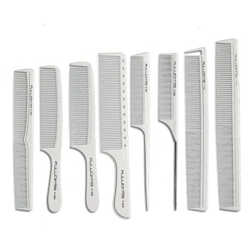 White salon professional barber carbon comb heat-resistant anti-static hair comb set of 8 hairdressers preferred ...