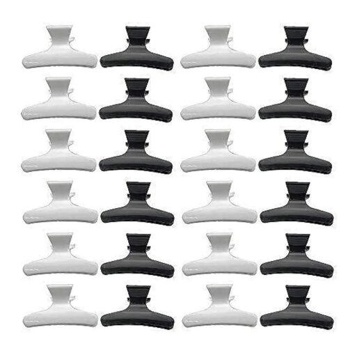 XINGYHENG 24Pcs Large Butterfly Hair Clamps Black and White Plastic Clip Hairdressing Tray Hair Positioning Hairpin