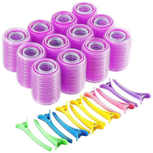 48 Pcs Hair Rollers Set,36 Pcs Self Grip Hair Volume Curlers Rollers,12 Pcs Hair Clips Salon Hairdressing DIY Hairstyle for Women ( 44 Mm, 36 Mm, 25 Mm )