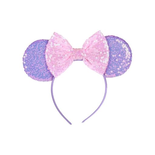 Mouse Ears Headbands Shiny Bow Mouse Ears Headband Glitter Party Princess Decoration Cosplay Costume for Women Girls