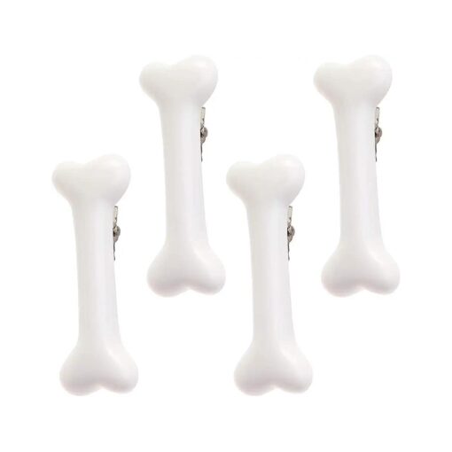 Beaupretty 4 Pieces Halloween White Dog Bone Hair Clips, Artificial Dog Bone Hairpins Alligator Barrettes Halloween Hair Accessories for Women Girls