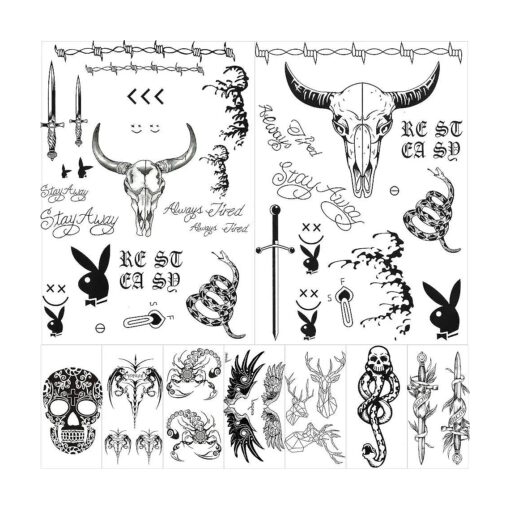 10 Sheets Halloween Face Tattoo Set, Malone Tattoos Set, Included Halloween Malone Tattoos and Death Eaters Tattoos, Halloween Temporary Tattoos Accessories and Parties