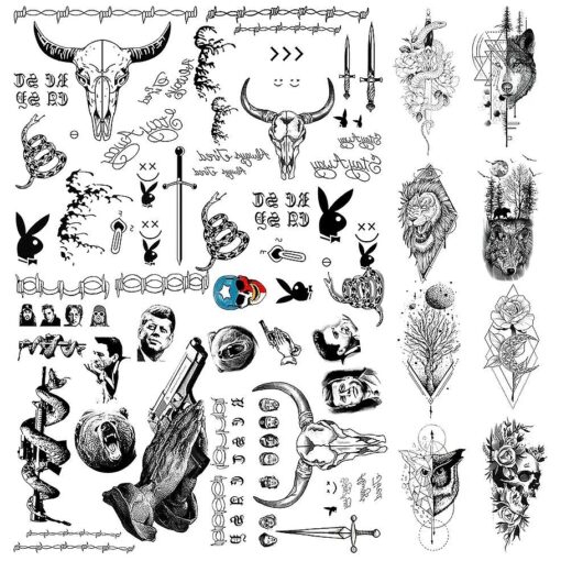 12 Sheet Halloween Temporary Face Tattoos Set - Costume Accessories for Women and Men