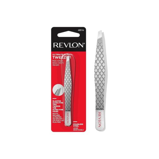 Revlon Ultimate Slant Tweezer, Hand-Finished Ultra-Fine Tips for Precise Hair Removal, Perfect for Tweezing The Tiniest Hairs, Made With High-Quality Stainless Steel, 1 count