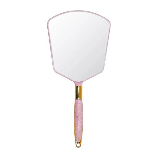 Hand Held Mirror with Handle, Makeup Hand Mirror with Hook Hole for Bathroom and Bedroom, Barbers Haircut Mirror for Home and Salon ( 6 W X13 L inchs, Pink )