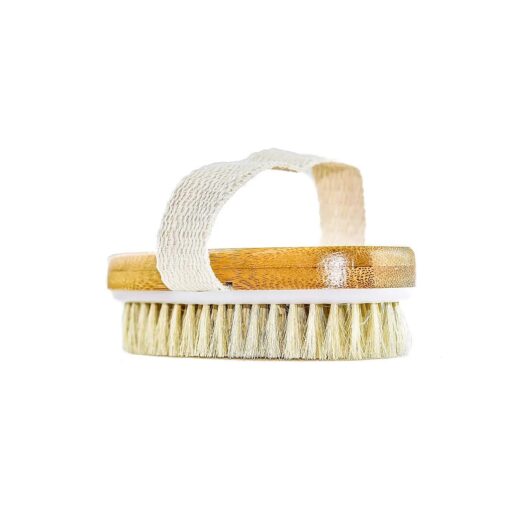 Hand Size Dry Brushing Body Brush - Face, Foot, Leg Exfoliator - Skin Tightening Cellulite Massager for Thighs - Natural Bristle Scrubber for Exfoliating Dead Skin & Lymphatic Drainage