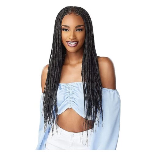 Sensationnel Cloud9 4x5 Braided Wig - Hand tied swiss lace Braided wig with large lace parting area - CLOUD 9 Center Part FEED IN 28 Inch ( 2 )