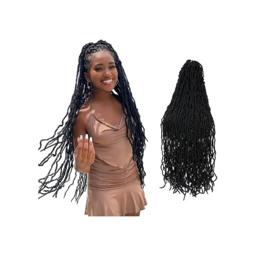 Faux Locs Crochet Hair For Black Women-Soft Locs 30 Inch 7 Packs Long Crochet Locs Goddess Locs Crochet Hair Pre Looped Braiding Hair Extensions ( 30 Inch ( Pack of 7 ), 1B )