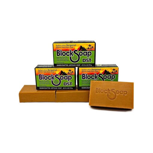 DST For Darker Skin Tones African Style Artisan Black Bar Soap with Sea Salt, Olive Oil, Coconut Oil and Shea Butter - Barlow 's Point Bergamot 3-Pack ( 4.5oz each )