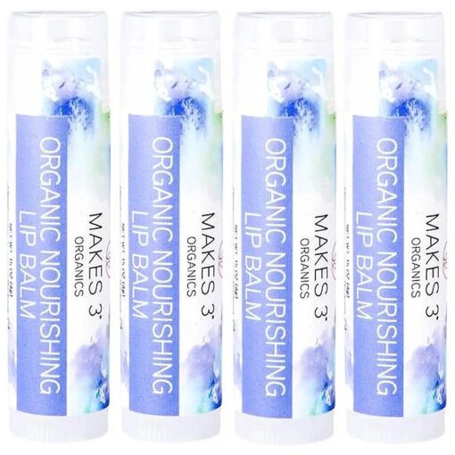 Lip Balm - Organic Natural USDA Certified 100 % - Accelerates Healing - Unscented Moisturizing Balm Stick - Prevent Dry Cracked Lips - Hand-Crafted in Santa Barbara, California - 4 Pack Never Run Out