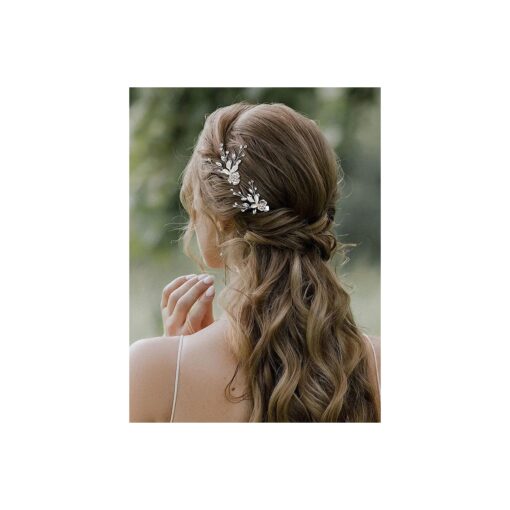 SWEETV 2Pcs Wedding Hair Pins Bridal Rhinestone Wedding Hair Accessories Hair Pieces for Brides Bridesmiad, Silver