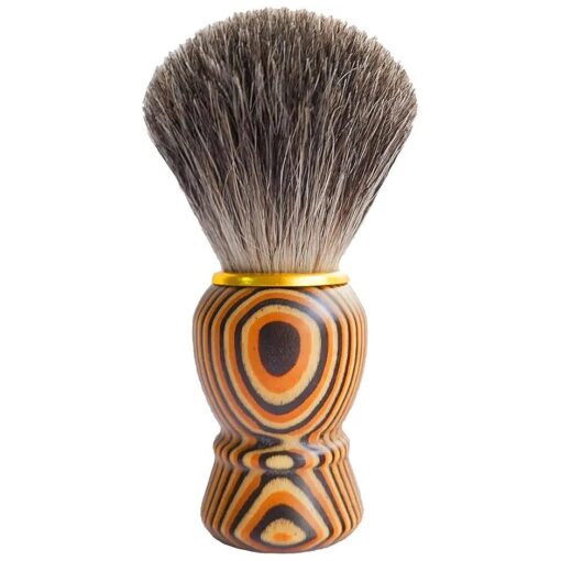 Hand Crafted Pure Badger Shaving Brush for Wet Shave, Soft Bristle, Art Annual Ring Wood Handle, Best Gift for Bearded Man